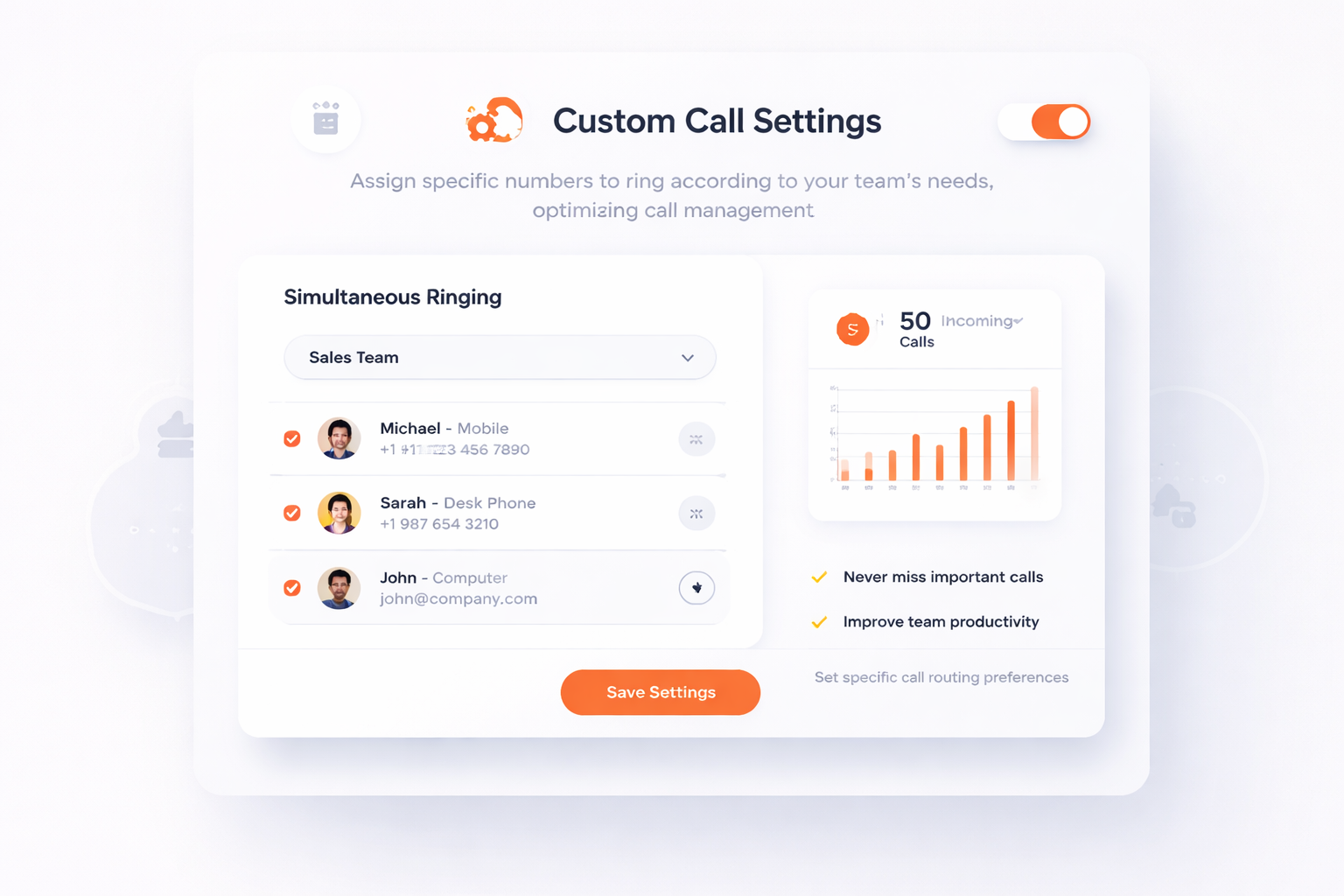 Paramètres d'appel personnalisés